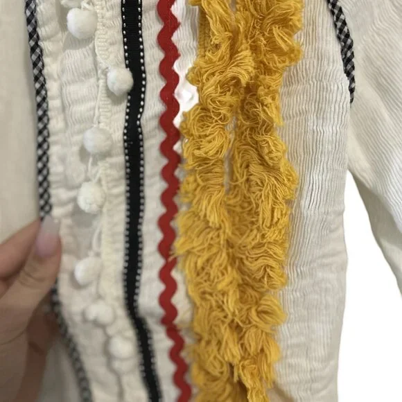 ENGLISH FACTORY OPEN COTTON JACKET FRINGE DETAIL (RETAIL $65) - Picture 5 of 6